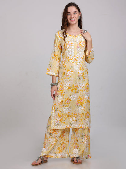 Mul Mul Chikankari Kurta&Plazzo Set