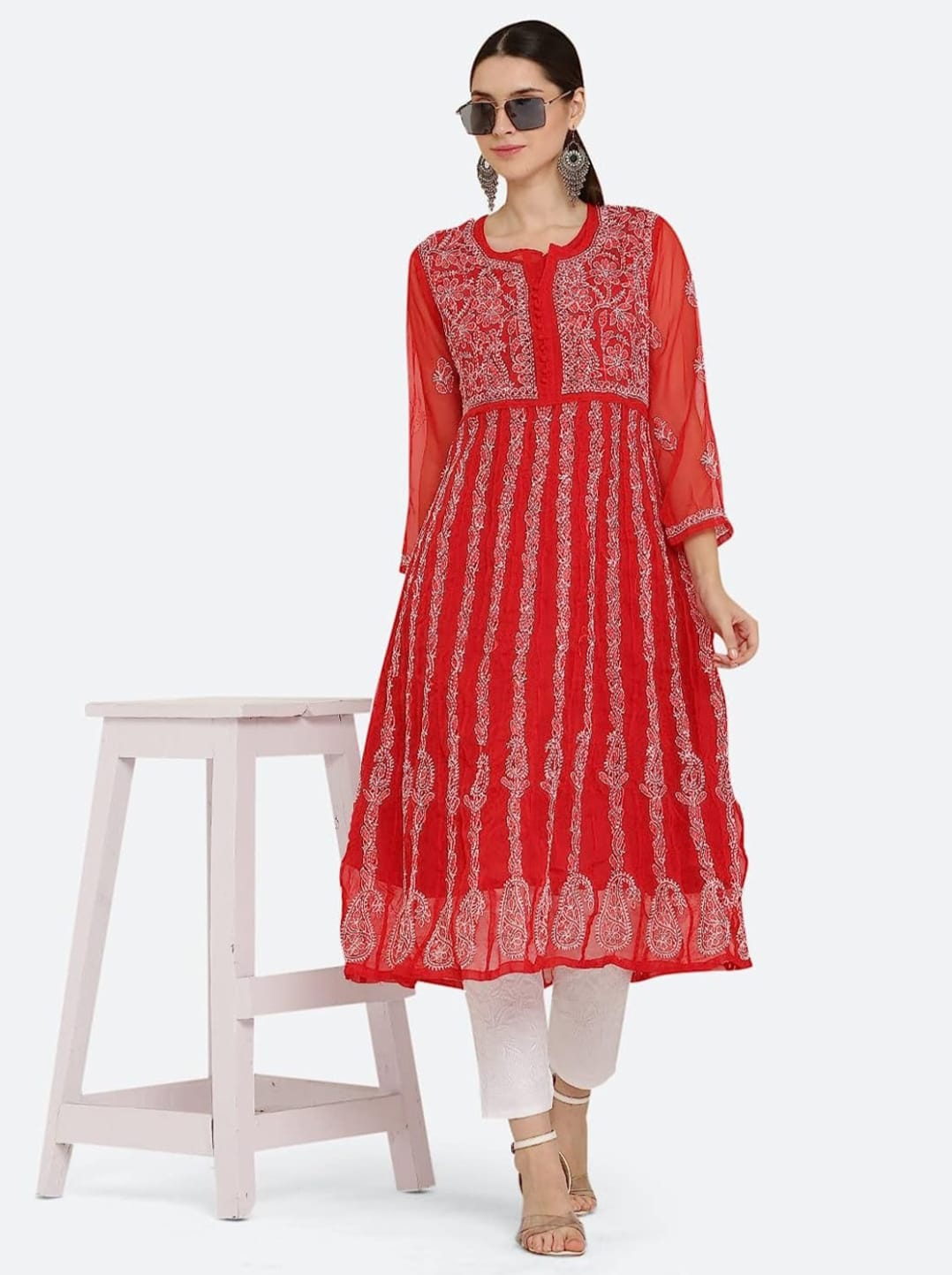 Premium Anarkali With All-Over Chikankari Work With Matching Inner