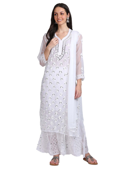 Chikankari Mirror Work Ombre Dyed 3pcs Suit With Inner